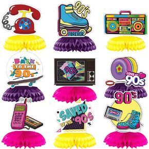 90s قرص العسل المركزي ، 9 قطع الرجعية الهيب هوب على الجدران 90s اللوازم مركزية العسل اللوازم للأطفال الأولاد الأولاد 90s حفل عيد ميلاد حفلة الحنين