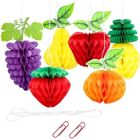 Gyufise 6pcs الفاكهة قرص العسل المركزية في هاواي الصيف طاولة الفاكهة أعلى القبعات الفاكهة الاستوائية زخارف العنب الفراولة الأناناس لصالح هاواي لوا فاكهة تحت عنوان