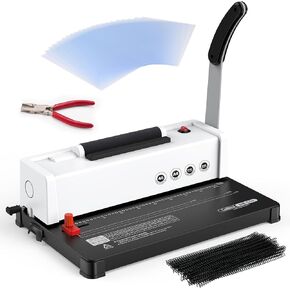 آلة ربط الملف الحلزوني ، Homeschool 46-Hole Puncher دوامة مع إدراج ملف كهربائي ، ملزم مهني وقابل للتخصيص لالتزام منزل Office Business Home ، أبيض