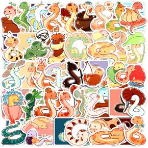 Geyee 100 PCS Snake Stickers Pack Snake Party Favors Finproof Vinyl Cute Serpent ملصقات Cartoon Serpent Laptop Leaptop لأجهزة الكمبيوتر المحمولة.