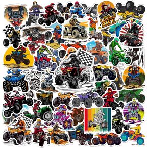 50pcs أربع عجلات ATV Quad Bike ملصقات الدراجة الترابية شارات الحفلات حفلات عيد ميلاد ديكورات الحفلات فينيل مقاومة للماء لزجاجة ماء هدايا لأمتعة كمبيوتر محمول للمراهقين الأولاد الفتيات البالغين