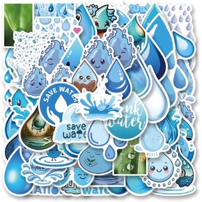 61Pcs Water Drop Stickers Pack, Cartoon Cute Vinyl Waterproof Decals for Water Bottle,Laptop,Phone,Skateboard,Scrapbooking,Bumper Gifts for Kids Teens Adults Fans for Party Supply