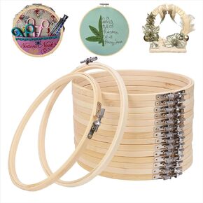 Geytetqi Decorative Embroidery Hoop 16 PCS 10 بوصة - الأطواق الحلقية الممتازة Bamboo Cross - متعددة الاستخدامات وصديقة للبيئة ودائم للفن والحرف والإبرة