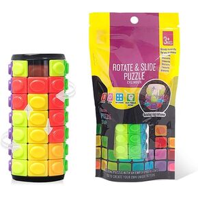 Magic 3D Puzzle Cube Rainbow Fidget Toys Cylinder Rotate Slide 7 Layers Educational IQ Games for Kids Adults