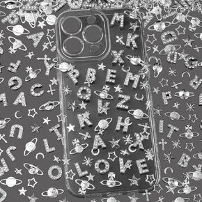 126 Pcs Silver Junk Case Charms, Planet Star Heart Nail Charms, Big A-Z Alphabet Letters for Junk Charm, Charm for Junk Cases Nail Art DIY Crafts Accessories