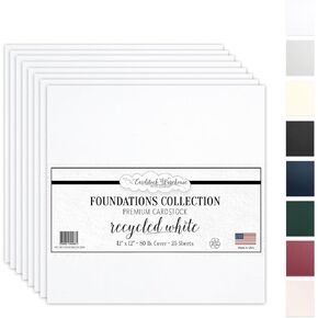 Cardstock Warehouse Foundations 100% Recycled Nightshift Blue Cardstock Paper - 25 Sheets, 12 x 12" - 80lb / 215 GSM Premium Navy Blue Card Stock for Card Making, Scrapbooking & DIY Projects