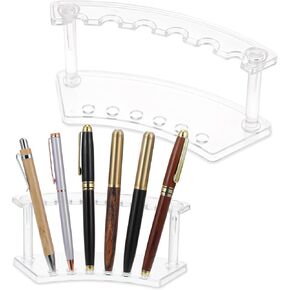 2 PCS PEN حامل القلم موقف القلم ، 6 فتحات البلاستيك القلم مكياج الفرشاة رف منظم الحاجب قلم الوقوف لمكتب المدرسة متجر منزلي