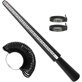 4PCS Ring Sizer Measuring Tool, Plastic Ring Gauges with Finger Sizer Mandrel, Four Size Mandrel Ring Measurer, Finger Ring Size Measure, Ring Sizing Kit for Women Men Jewelry Making