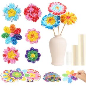 Fennoral 24 Pack Flower Poke in Art for Kids Make You You You You Flower Bouquet Craft Kit DIY Poke Eva Foam Craft for Girls for Classroom Art -Attlic