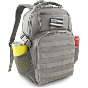 15.6'' Travel Laptop Backpack for Men, 30L Tactical College Backpacks with Water Pouches Both Sides, Portable Backpack for Men Women Business Work Bag Fight Approved - Grey Backpack