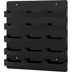 Ireer Business Card Holder for Wall Black Acrylic Business Card Holder Wall Mount Acrylic Cards Display Organizers Sticker Display Stand (15 Pockets)