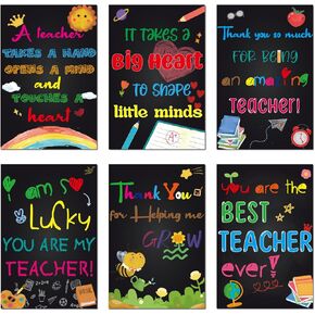 بطاقات تقدير المعلم ، شكرًا لك بطاقات ، Chalkboard 12 Pack ، أسبوع التقدير للمعلم السعيد ، ملاحظات مع الأظرف والملصقات