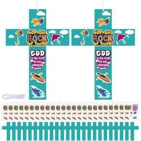 Fanfanwin 24 Sets Breaker Beach VBS Craft Cross Cross Crafts Christian Crafts VBS 2025 Decorations for Vacation Bible School 2025 Sunday School Church actives
