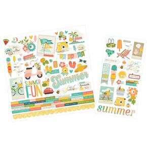 ملصقات شاطئية لـ Scrapbooking - ملصقات سجل قصاصات الشاطئ الصيفية بالكلمات ، الشاطئية ، التصميم الجمالي - مجموعة من زخارف سمة العطلات لخلاصات السكر ، مخطط السفر ، ألبوم الصور ، DIY Craft