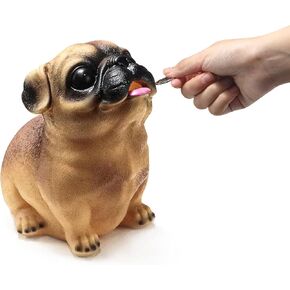 Kids Piggy Bank ، Saytay لطيف Pug Dog Bank Bank Feeding Shatterproof Coin Money Bank ، من أجل هدية الأطفال أو كديكور المنزل (Bago)