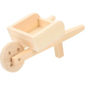 طراز Joofuny Mini Cart Model Wood Wheelbarrow ، عربة Dollhouse Miniature Cart ، عربة مزخرفة صغيرة ، عربة عجلات صغيرة للمنصات الخيالية أدوات Dollhouse Furniture