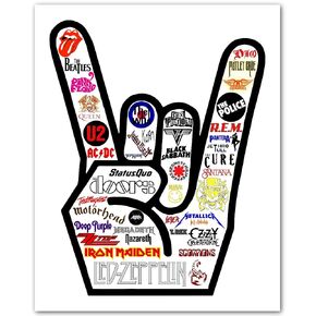 Iconic Rock Bands Logo Print - Vintage Rock Band Wall Art, This Ready to Frame Vibrant Music Wall Art Print is Good For Rock Music Room, Office, Studio, And Man Cave Room Decor, Unframed - 8 * 10"