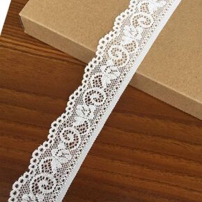 Olive Lace 1.2 inch Wide 5 Yards Stretchy lace Ribbon Elastic Trim Fabric with Floral Pattern for Bridal Wedding Decorations, Sewing DIY Making and DIY Crafts (9009 Black)
