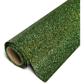 SISER GLITTER HTV 11.8 "× 5 قدم لفة - الحديد على فينيل نقل الحرارة (أخضر داكن)