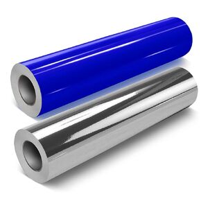 VVIVIDY DECO65 حزمة فينيل Craft 2 لفات 7ft × 11.8 "(Chrome Gloss Silver + Gloss Brilliant Blue) - M0