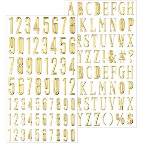 125PCS 2 Sheets 3D Gold Letter and Number Stickers, Glitter Alphabet Letter Stickers for Scrapbooking Gift Box DIY Crafts Art Making