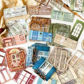 120pcs Windows Doors عتيقة ملصقات نباتية Pet Retro Floral Plant ملصقات جمالية الزهرة