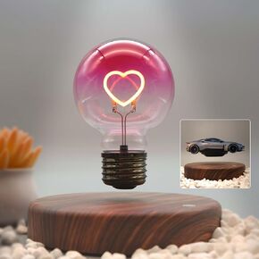 Funtastech Levitating Lamp Magnetic Levitation Ambient Lighting Led Night Light Bulb with Floating Display Stand Tray for Plants, Toys, Ornaments, Home Office Table & Room Desk Decor, Cool Tech Gifts