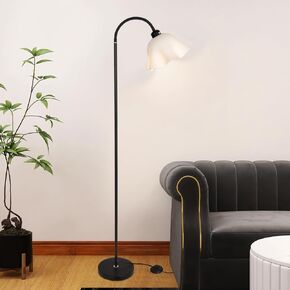 Black Modern Floor Lamp - 55.9" Adjustable Living Room & Bedroom Lamp with White Shade, Foot Pedal Switch, and Simple Design (Bulb Not Included)