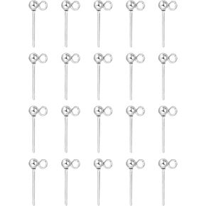 uxcell 40Pcs Ball Post Stud Earrings, 15x3mm Stainless Steel Round Ear Pin Earring Findings with Vertical Loop for Earring Jewelry DIY, Silver in Saudi Arabia