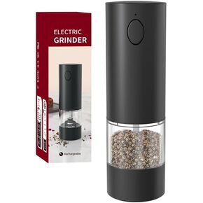 [Upgraded Larger Capacity]Electric Salt and Pepper Grinder Set Tomentific, Automatic Pepper Mills with Easy-to-Carry Dual Charging Station and Adjustable Coarseness, LED Light, Stainless Steel