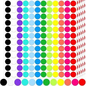 Augsun 3920pcs ملصقات النقطة الملونة ، 3/4 بوصة ملصقات الترميز الدائري دائرة DOTS ملصقات الأسعار ملصقات ملصقات البولكا دائرة النقطة للمكتب ، الفصل الدراسي ، المنزل ، 12 ألوان متنوعة