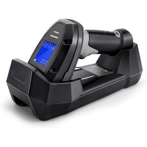 2D Barcode Scanner with Charging Stand, OEWSCAN Wireless Industrial QR Code Scanner 2.4G Wireless Ultra Long Distance Transmission Shock Water Dustproof Bar Code Reader with 2" Screen