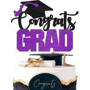 تهانينا لكعكة الكعكة - لوازم زخارف التخرج العليا/التخرج الكلية - فئة التهاني من 2025 ديكورات كعكة الحفلات (برتقالي) in Kuwait