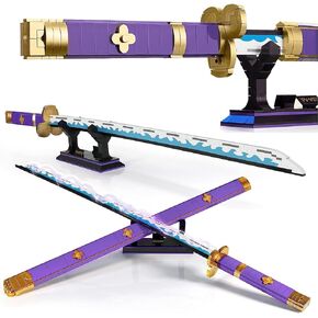 Anime Cosplay Swords Building Set, 936 Piece One Purple Enma Zoro Sword 38.8IN with Scabbard and Bracket for Adults and Kid 8+ (Roronoa Zoro Yamato Sword)