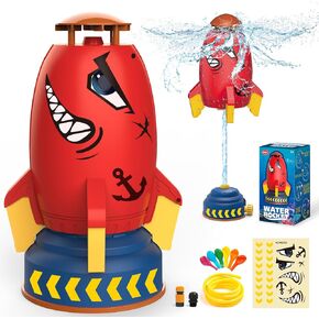 رشاش الصواريخ المائي في الهواء الطلق للأطفال ، فإن Dolnow Rocket Water Leaftoff من 3 إلى 12 قدمًا ، تدور في الصيف ، فناء المياه الصيفية ، هدية عيد ميلاد للفتاة من 3 إلى 10 سنوات (مع محول خرطوم 3/4 بوصة)