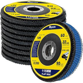 أقراص رومون فلاب 40 حبيبة، 10 عبوات 4 1/2 × 7/8 بوصة قرص صنفرة رفرف، نوع 29 زركونيا عجلة طحن من الألومنيوم، مواد كاشطة أكسيد للفولاذ المقاوم للصدأ، صفائح معدنية (إصدار عالي الكثافة، 115 مم) in Kuwait