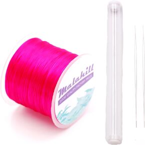 Elastic Beading Cord for Bracelet, Stretchy Thread for Jewelry Making, Flat Elastic String with 2 Pcs Beading Needles Rose Red in Kuwait