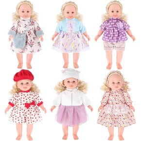 Deao Baby Doll Cloths لـ 14 بوصة دمى 6 مجموعات ملابس اللباس.