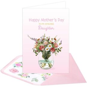 ceiba tree Happy Mother's Day Card for Daughter Mothers Day Card to Daughter from Mom Mother 1 Pcs Message Inside 5X7 inch with Envelope Happy Mothers Day Gift Gifts