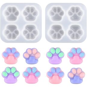 2 PCS 4 Cavity Cat Paw Resin Moulds Bear Delaw Casting Moulds Thormprint Mork Silicone Mould Paw Morn