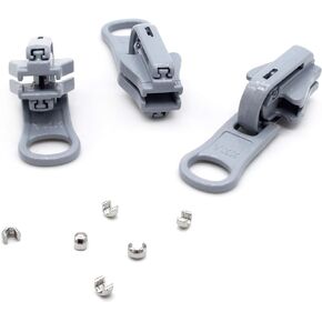 YKK® Zipper Repair Kit Solution, YKK® #5 Molded Reversible Fancy Pulls Vislon Slider (Made in USA) - 3 Pulls Per Pack (Lite Grey 3pcs)
