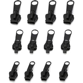 12pcs أسود الإصلاح السحاب ، مجموعة السوستة الفورية ، zip slider إصلاح مجموعة فورية ، إصلاح حزمة استبدال الإنقاذ قابلة للإزالة سحاب ، لخياطة الملابس ، حقائب الظهر ، مفاهيم وخياطة السترة ، السحابات ، السحابات