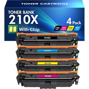 210X Toner Cartridges Replacement for HP 210X 210A 210 Toner Cartridges 4 Pack High Yield for HP Color Pro MFP 4301fdw 4301fdn Pro 4201dw 4201dn Printer W2100X W2100A Ink (with Chip)