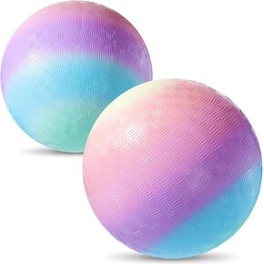 2 Pcs Macaron Playground Balls 8.5 Inch Rubber Bouncy Balls for Kids Inflatable Colored Dodgeball Kickball Handball for School Backyard Beach Indoor and Outdoor Games
