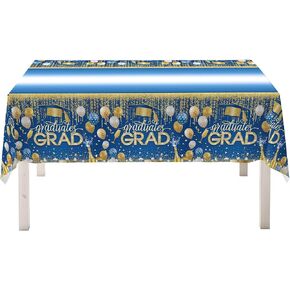 2025 مجموعة لوازم التخرج - 2 PCS GongRats grad tablecover لزخارف حفل التخرج ， تخرج الجدول البلاستيكي يغطي 54 "x108"/274 سم x137 سم