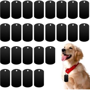Aozuo 25pcs علامات الكلب الفارغة للنقش ، الفولاذ المقاوم للصدأ المعدني علامات الهوية ختم الملصقات الكلاب مع فتح