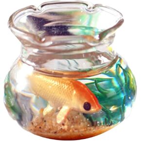 Dollhouse Miniature Goldfish Bowls ، خزان الأسماك الأنيق مع سطح أملس ، راتنج راتنج واقعية ملحقات أسماك الأسماك لديكور مشهد الحديقة (1.06 "× 0.51" × 1.02 ")