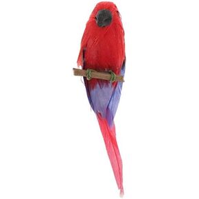 1/12 Scale Miniature Parrot Bird Model Artificial Realistic Parrot Model Decor for Doll House Garden DIY - Red