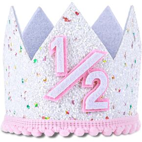 Pink Sprinkle 1/2 عيد ميلاد التاج ، 1/2 ديكورات عيد ميلاد ، تاج أعياد الميلاد اللامعة ، قبعة ذات يوم حلو ، للزخارف ذات الطابع الأميرة ودعائم الصور