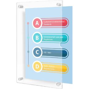 Okydoky Acrylic Dry Erase Board for Wall, Hanging Clear Acrylic Dry Erase Board, Double Layered Acrylic WhiteBoard, 13.6" x 8.3" A4 Size, Hang Papers for Home, Office, School